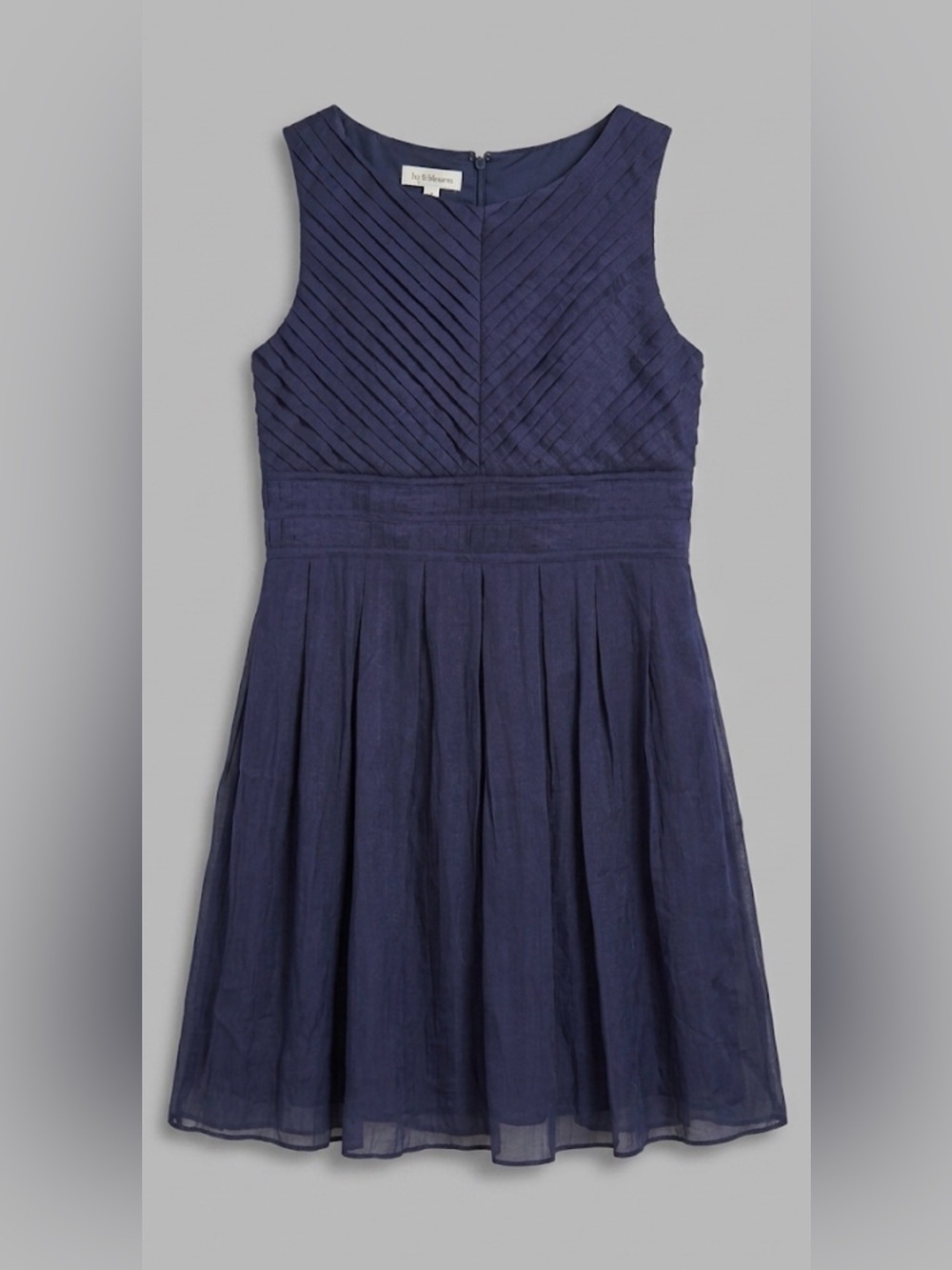 Ivy & Blu Maggy Boutique Navy Chevron Pleated Dress Size 14
